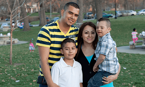 Family with child who has Down syndrome.