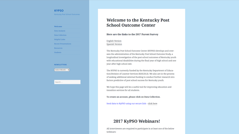 Kentucky Post School Outcomes web page