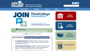 Think College web page photo