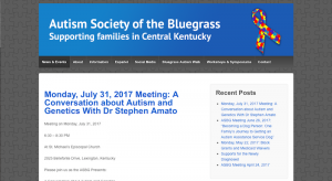Autism Society of the Bluegrass web page image