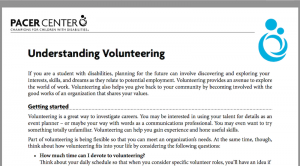 PACER volunteering booklet info sheet image