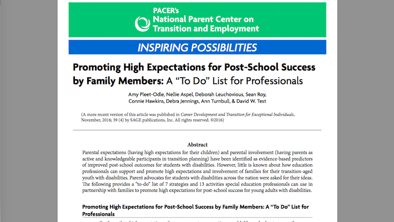 Strategies for Post-School Success webpage image