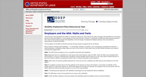 US Department of Labor web page image