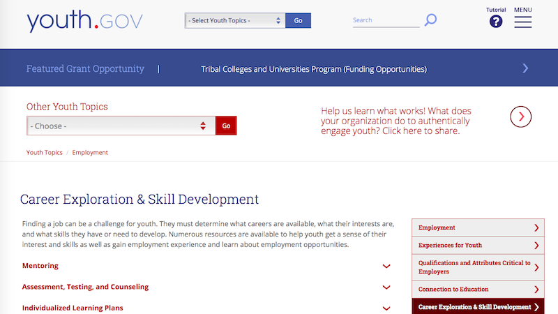 youth.gov webpage image
