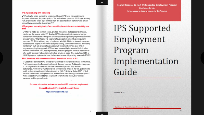 IPS Supported Employment Booklet Cover