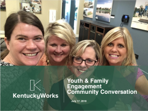 Youth and Family Engagement Cover Image with four female advocates and family members.