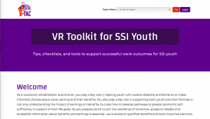 Image of Y-Tac website of VR Toolkit for SSI Youth.