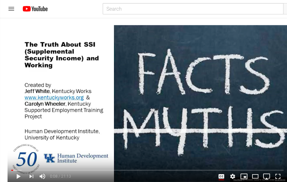 Image of of video with video title: The Truth About Working and SSI