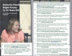 Checklist with photo of blonde teen girl with Down syndrome